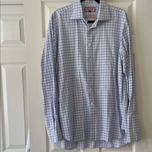 Thomas Pink Blue and White Grid Dress Shirt